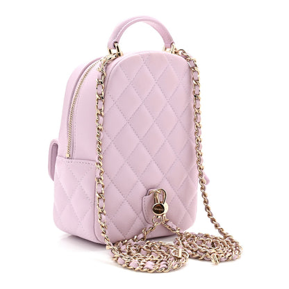 Caviar Quilted CC Mini Classic Backpack Light Purple