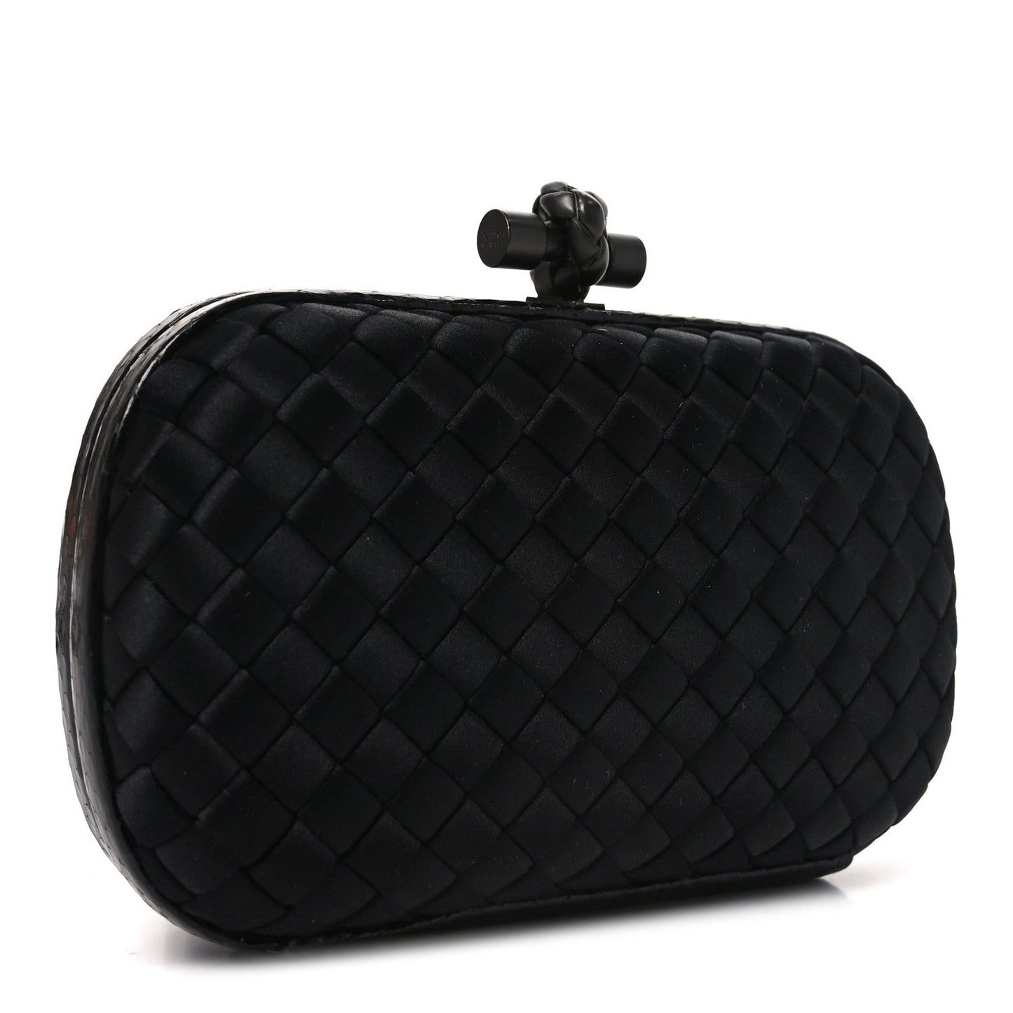 Satin Intreccio Impero Ayers Knot Clutch Black