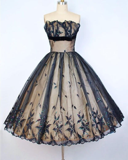 formaldressy--Black delicate lace short tulle A-line birthday dress homecoming dress gh5574