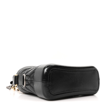 Aged Calfskin Chevron Quilted Small Gabrielle Hobo Black