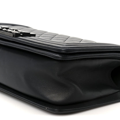 Calfskin Quilted Medium Boy Flap So Black