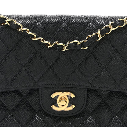Caviar Quilted Small Double Flap Black