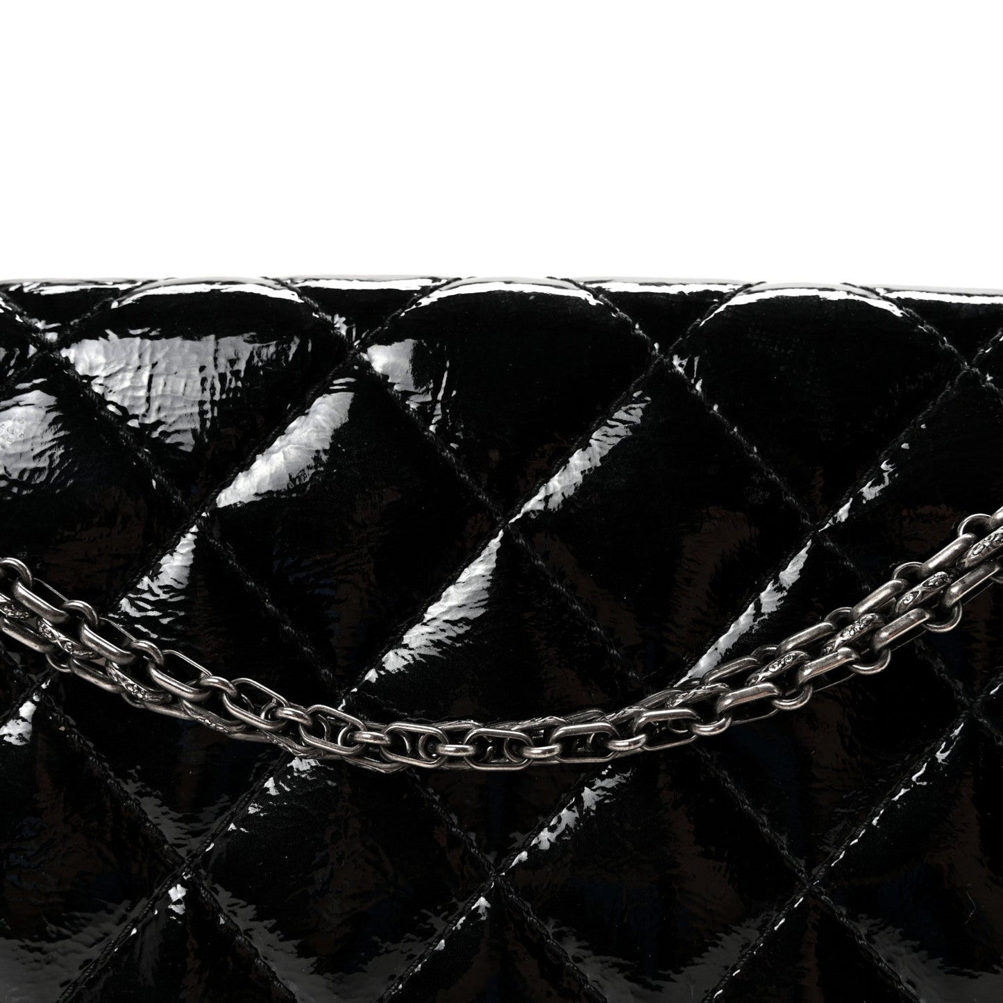 Distressed Patent Quilted 2.55 Reissue 227 Flap Black