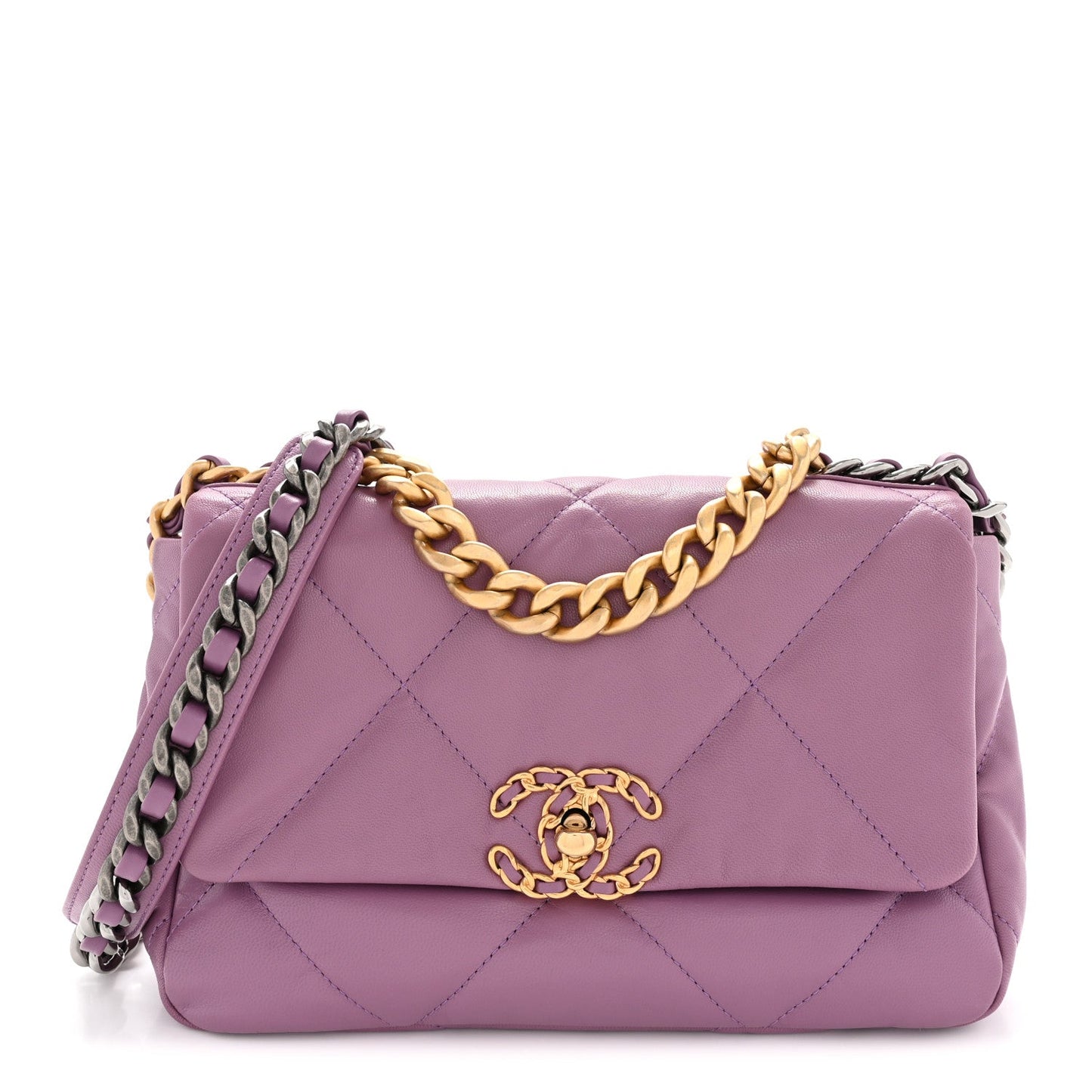 Goatskin Quilted Medium Chanel 19 Flap Purple