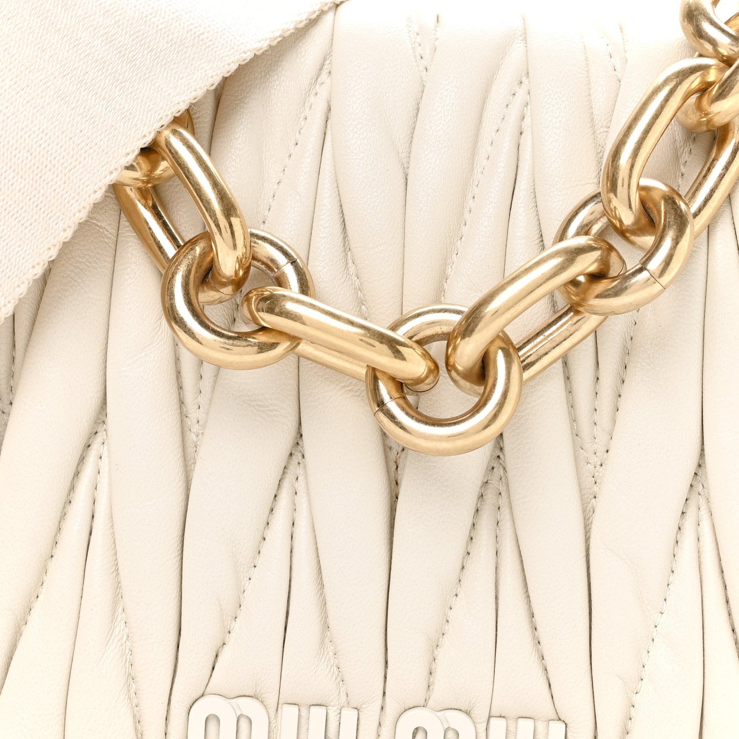 Nappa Matelasse Chain Shoulder Bag White