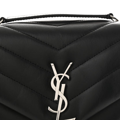 Calfskin Y Quilted Monogram Small Loulou Chain Satchel Black