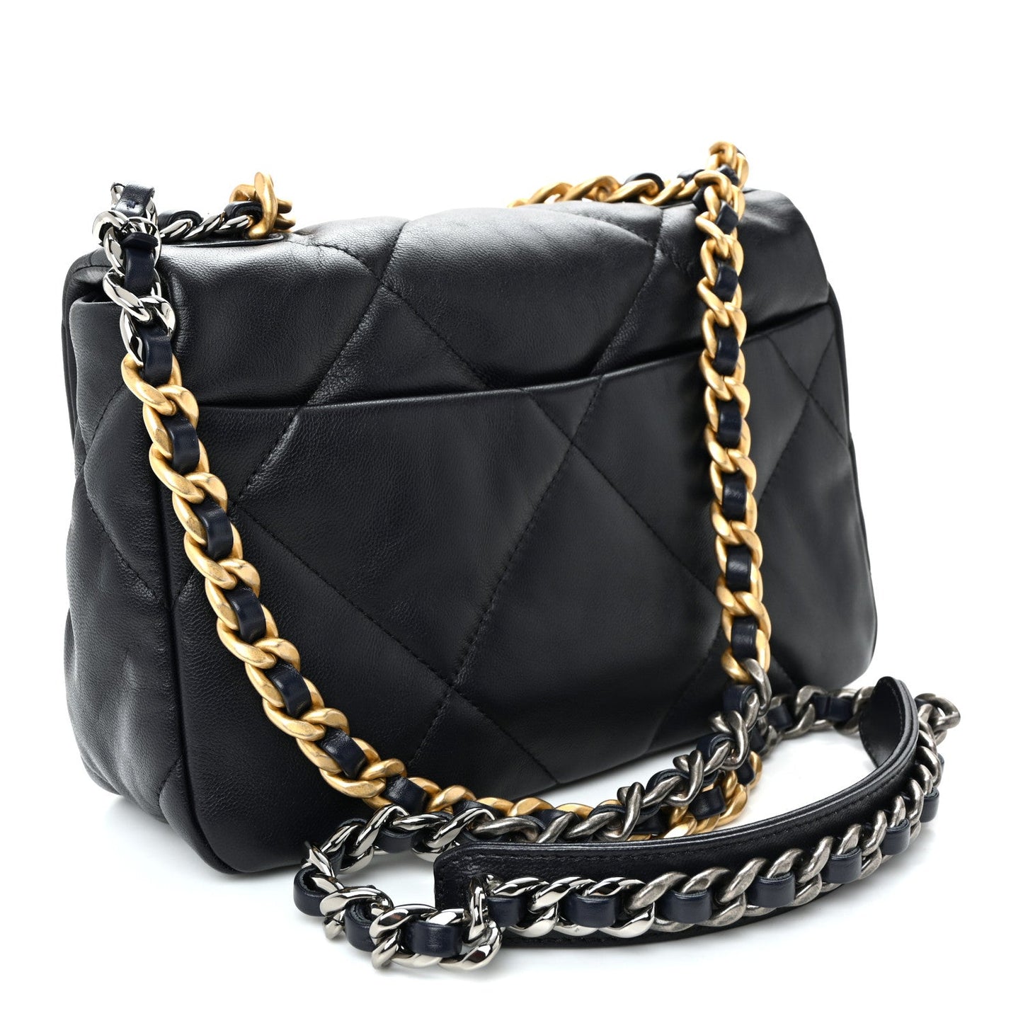 Lambskin Quilted Medium Chanel 19 Flap Navy Blue