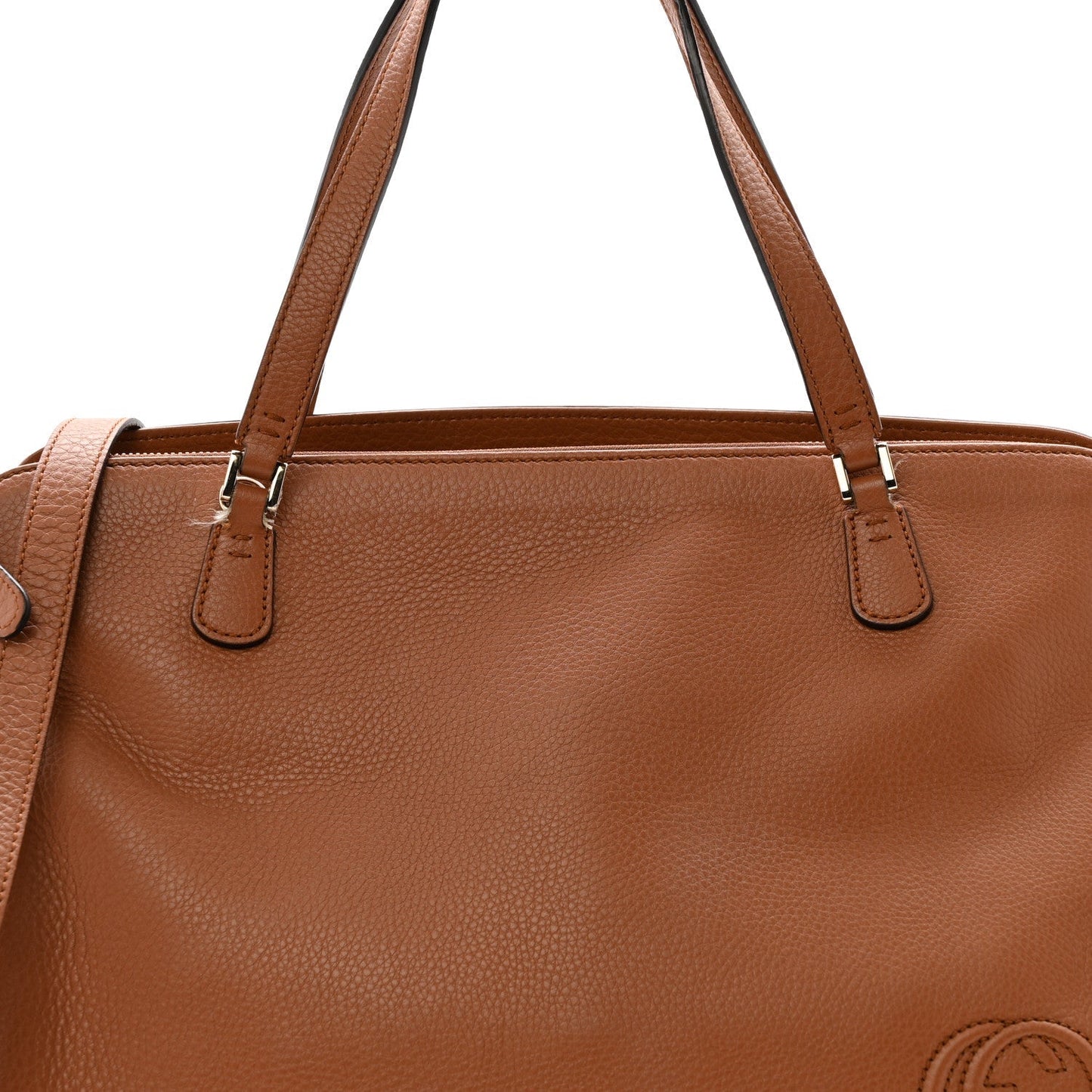 Calfskin Large Label Tote Brown