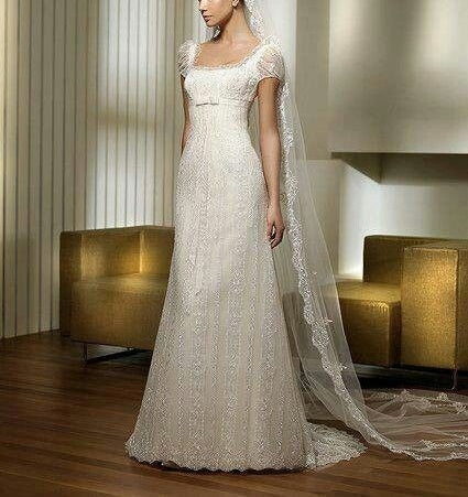formaldressy--White Square Neck Classic Romantic Lace Elegant Long Wedding Dress gh5666
