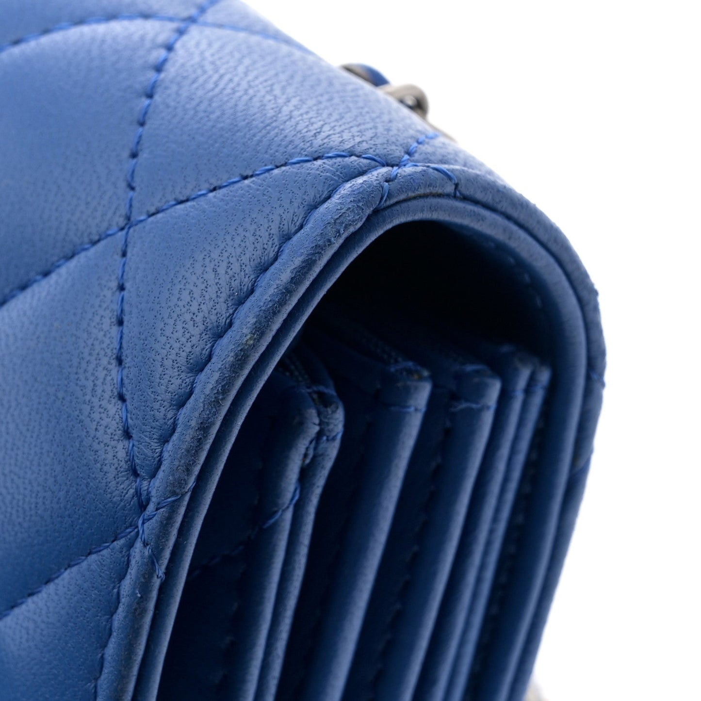 Lambskin Quilted Clutch with Chain Blue