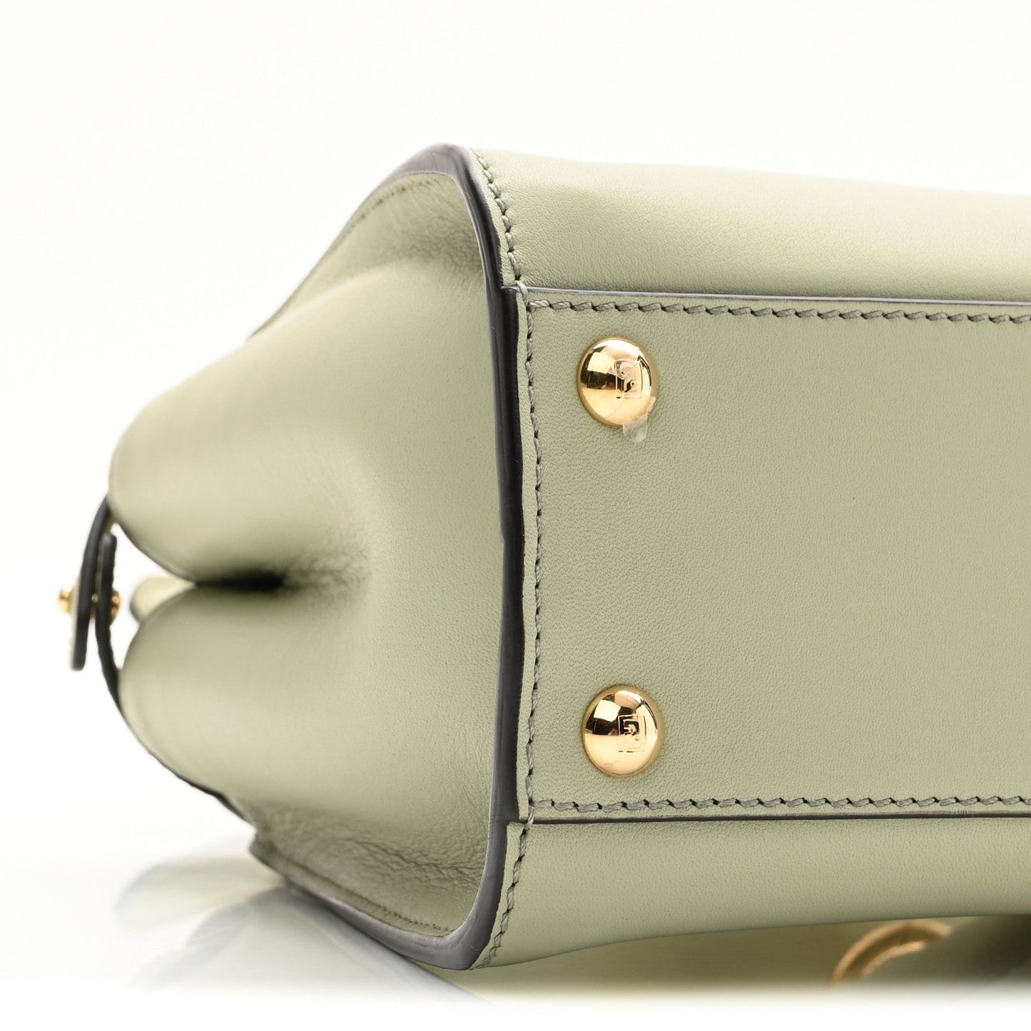 Vitello Seta Canvas FF Embroidered Mini Peekaboo Iconic Satchel Green Tea