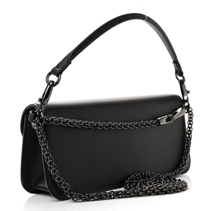 Calfskin Monochrome Vlogo Loco Shoulder Bag Black