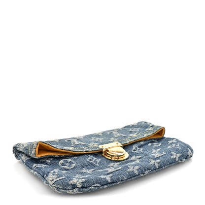 Monogram Denim Pochette Plat Clutch Blue