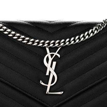 Grain De Poudre Matelasse Chevron Monogram Chain Wallet Black