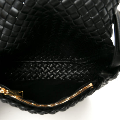 Nappa Intrecciato Small Cobble Messenger Bag Black