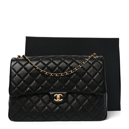 Caviar Quilted Small XXL Travel Flap Bag Black