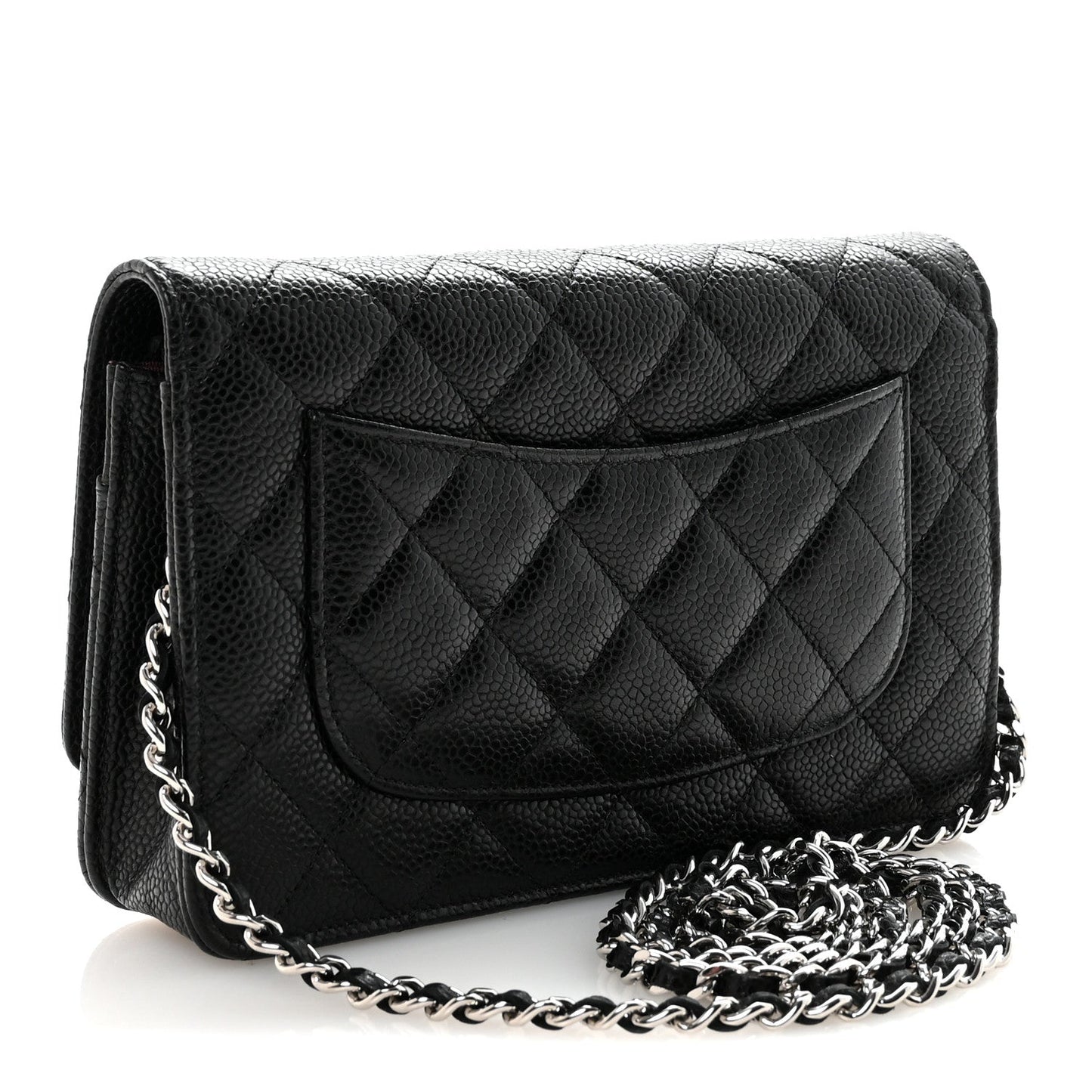 Caviar Quilted Wallet on Chain WOC Black