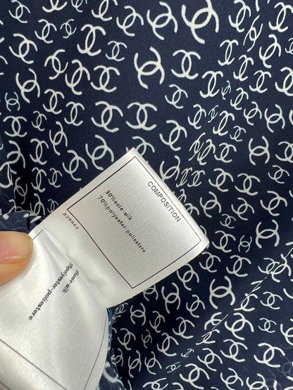 CC 25 Full-printed Logo Two-piece Shirt Dark Blue Polyester Fiber