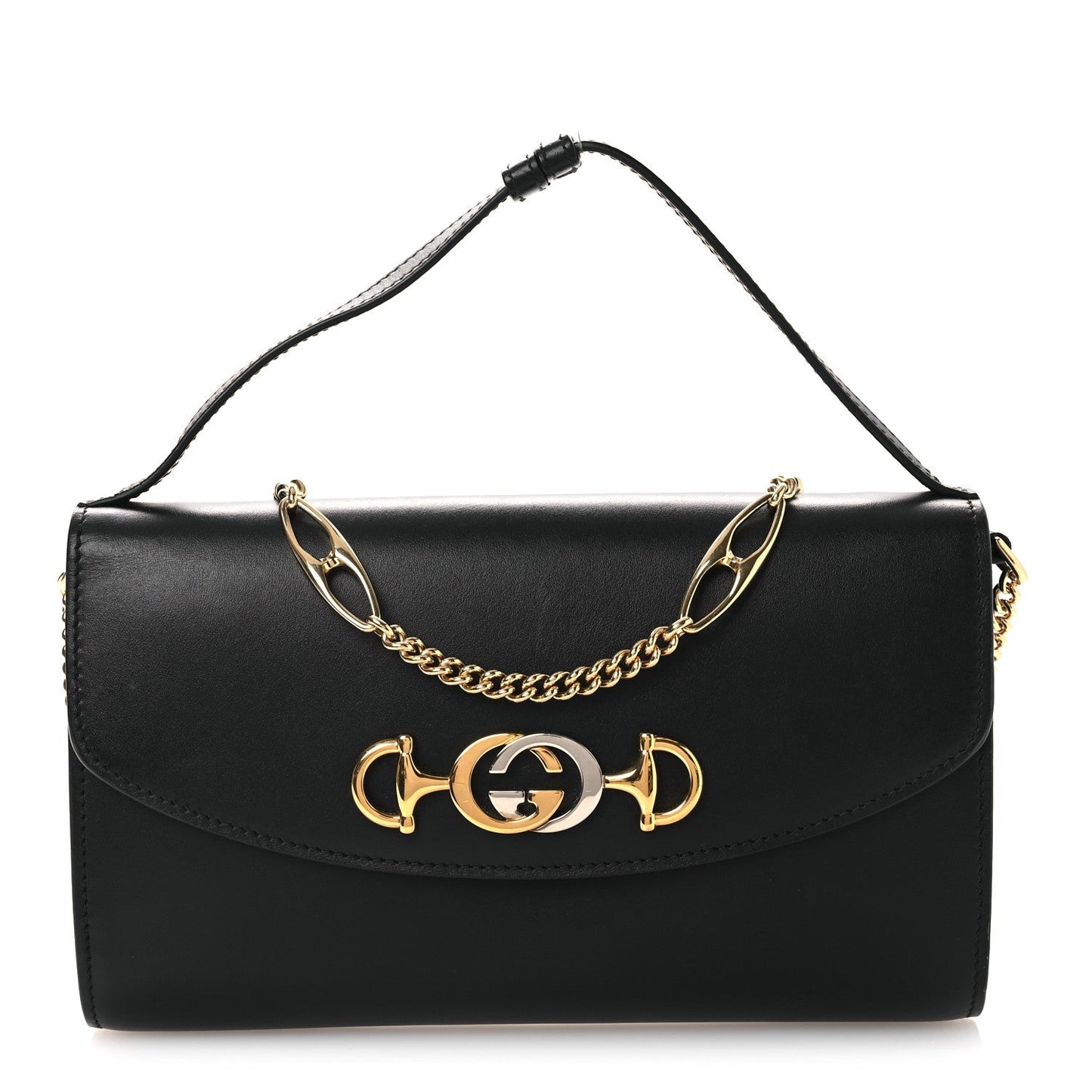 Smooth Calfskin Small Zumi Top Handle Shoulder Bag Black
