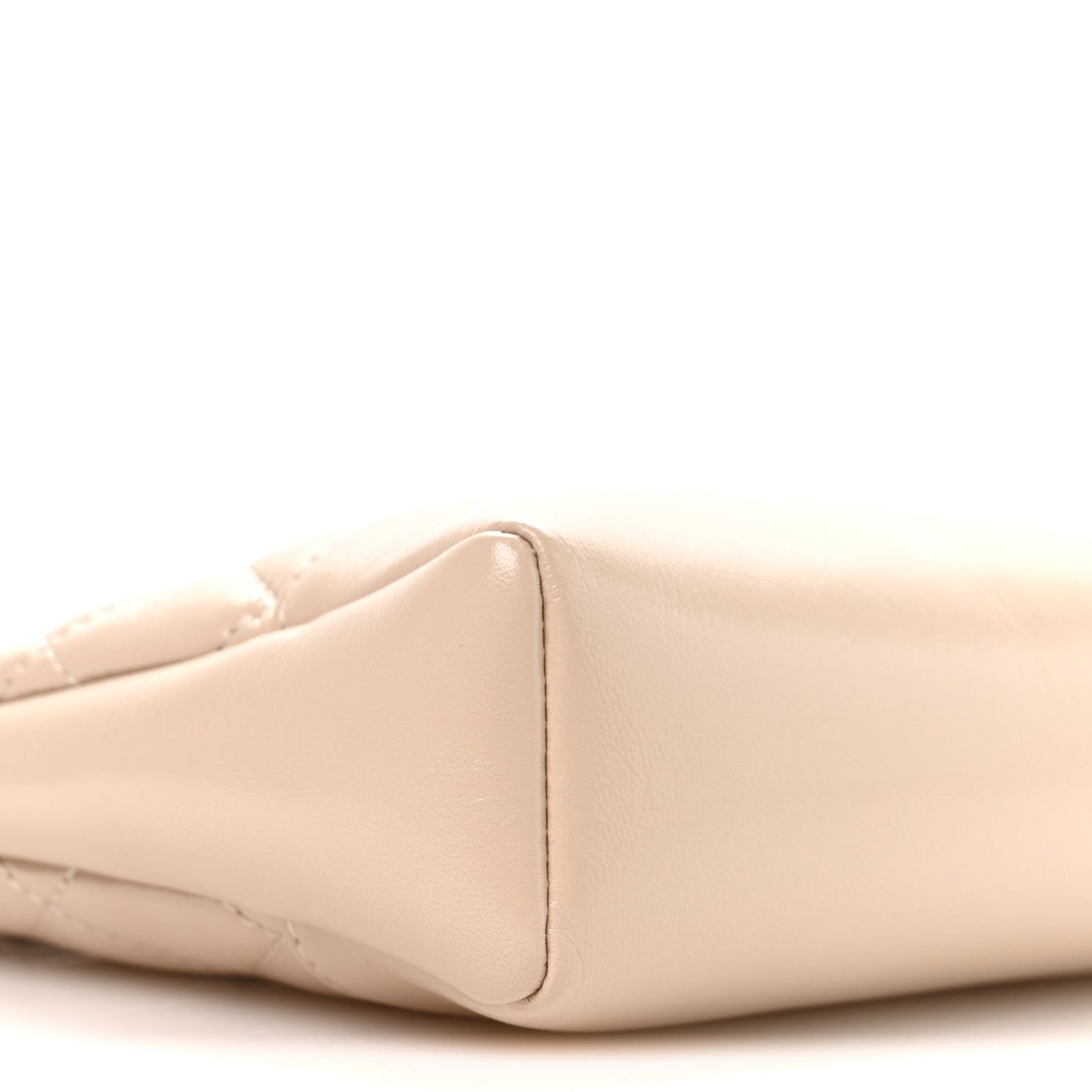 Shiny Crumpled Calfskin Quilted Mini 31 Shopping Bag Beige