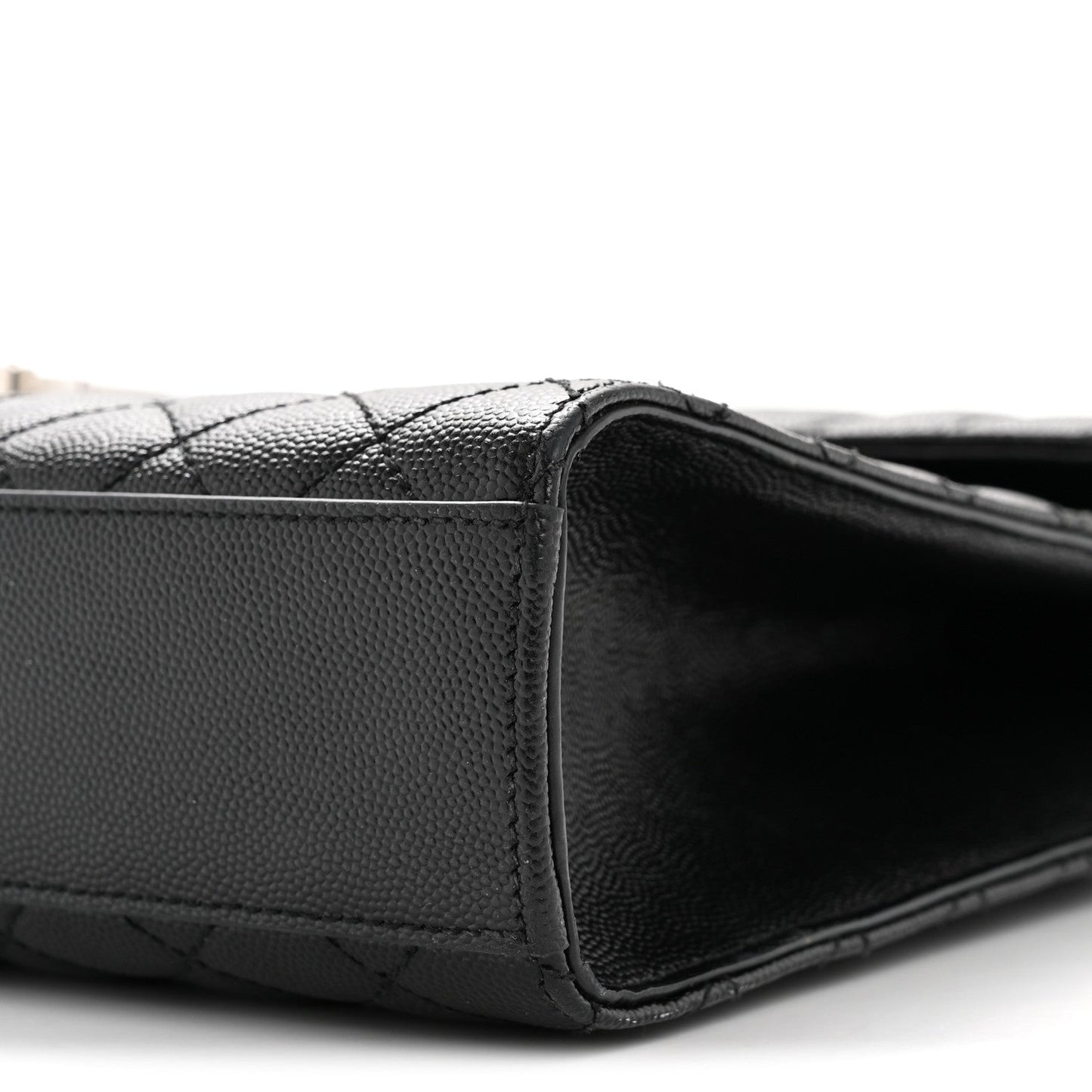 Grain De Poudre Textured Mixed Matelasse Large Triquilt Monogram Satchel Black
