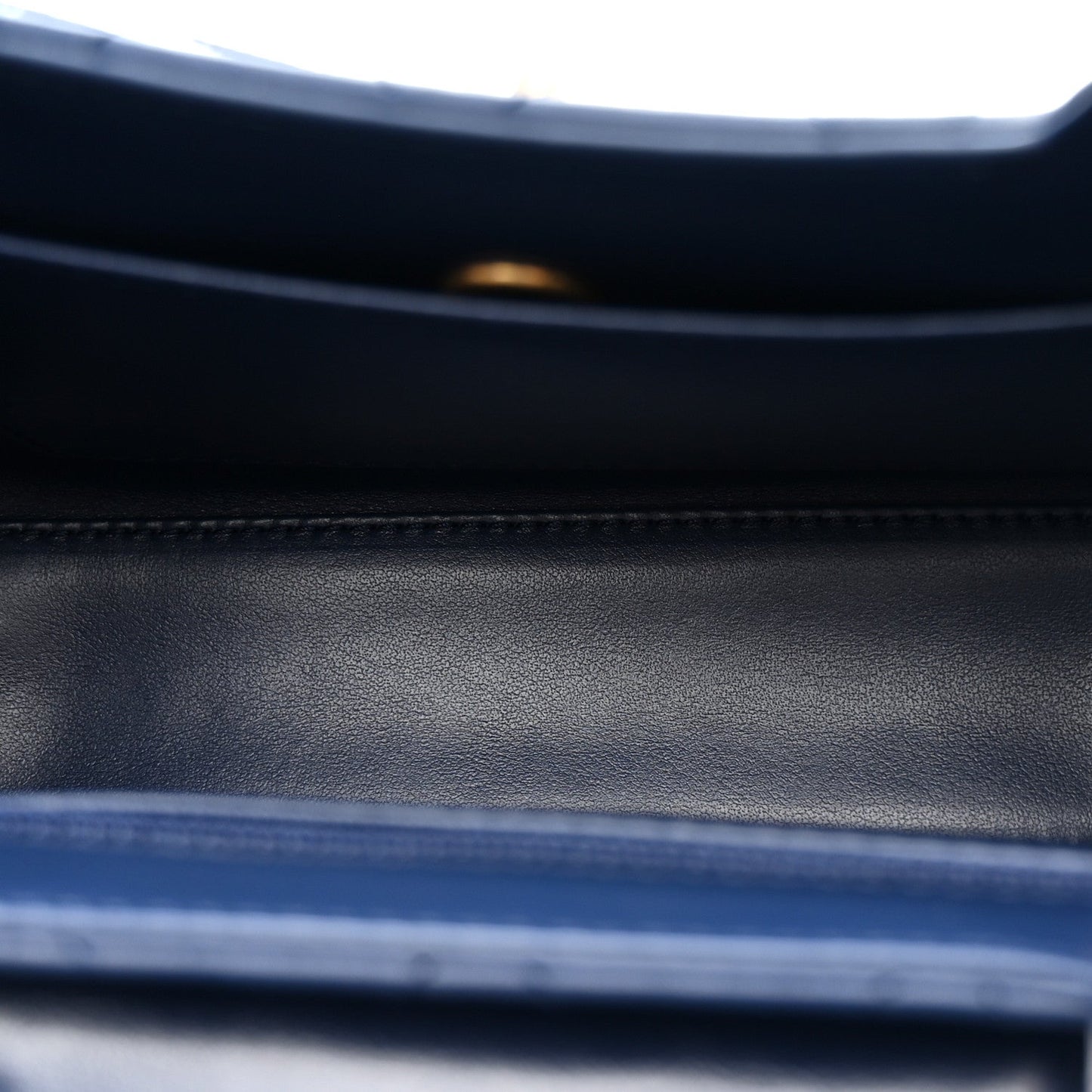 Shiny Aged Calfskin Quilted Nano Kelly Shopper Dark Blue
