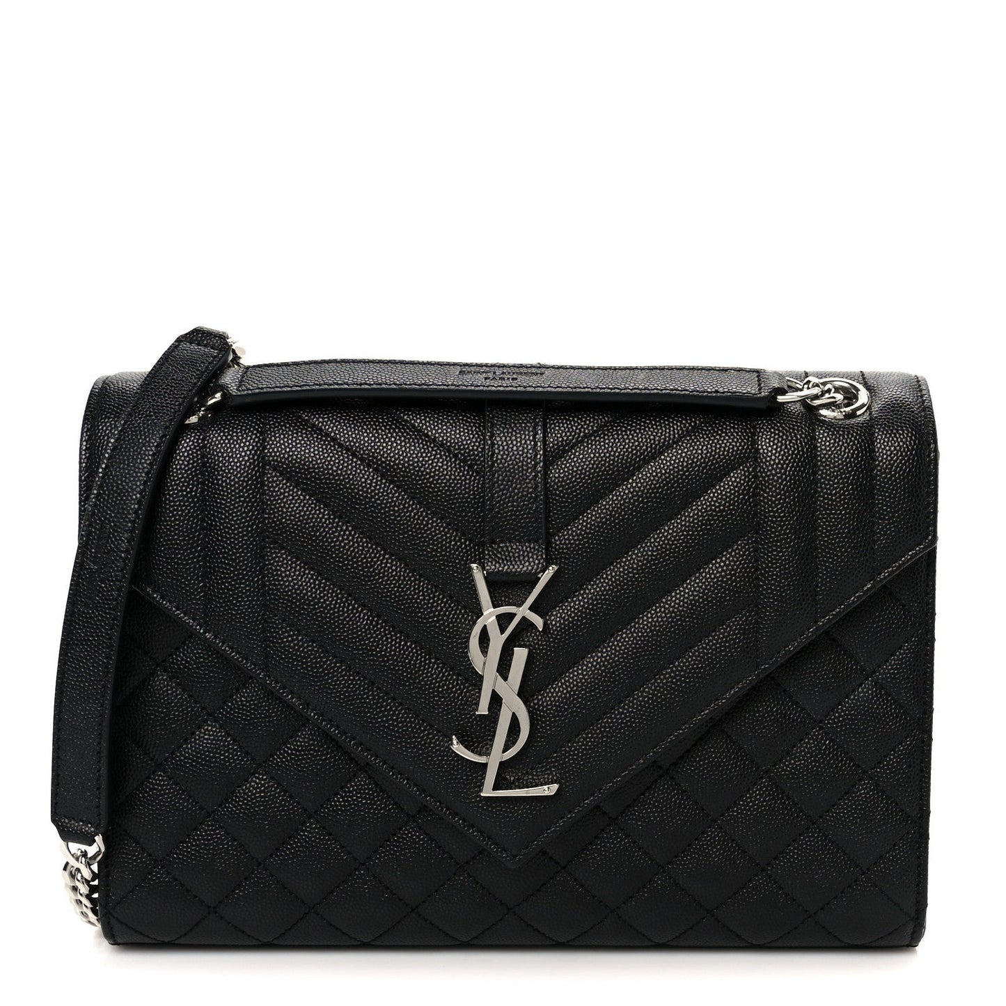 Grain De Poudre Textured Mixed Matelasse Triquilt Medium Monogram Satchel Black