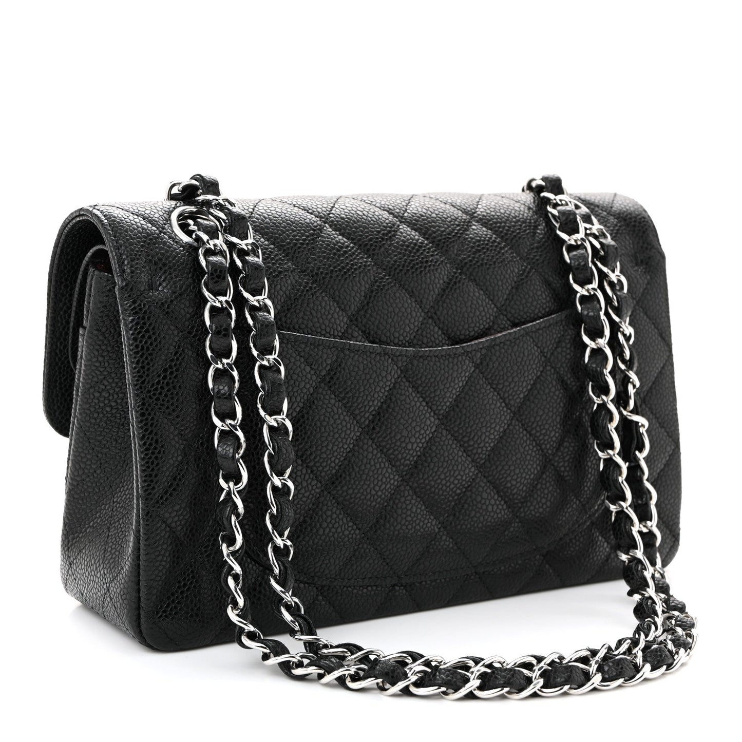 Caviar Quilted Small Double Flap Black