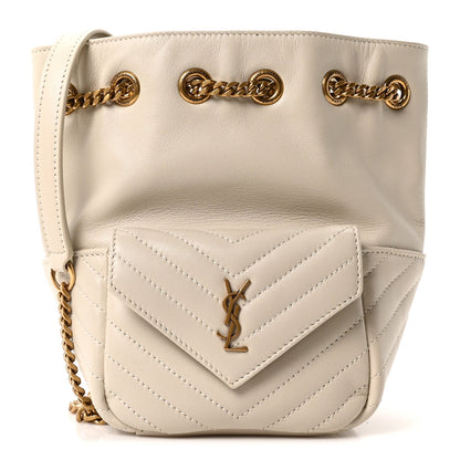 Lambskin Matelasse Monogram Joe Nano Bucket Bag Crema Soft