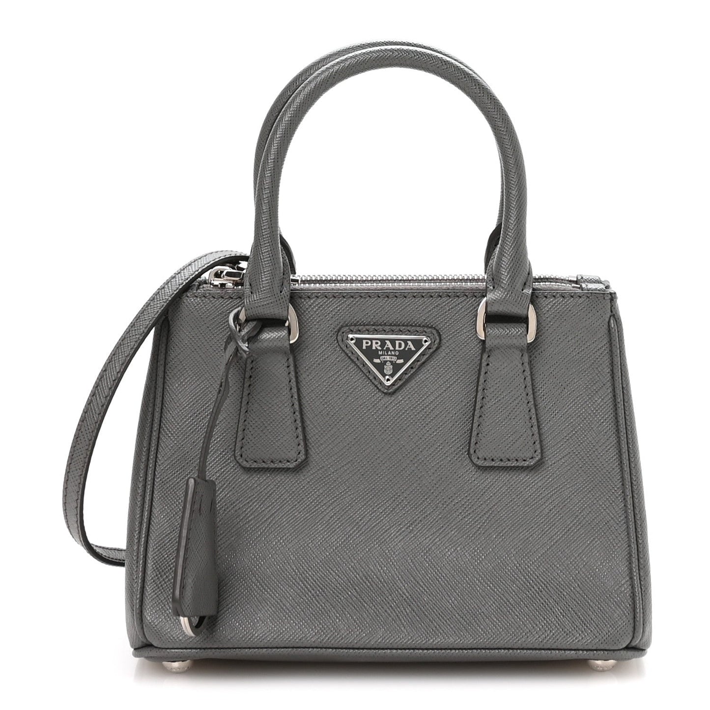 Saffiano Micro Galleria Double Zip Tote Marmo