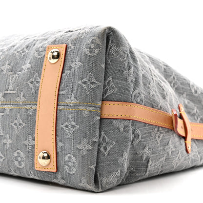 Monogram Denim CarryAll MM Washed Grey