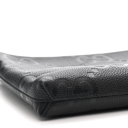 Piuma Calfskin Jumbo GG Embossed Medium Wristlet Messenger Bag Black