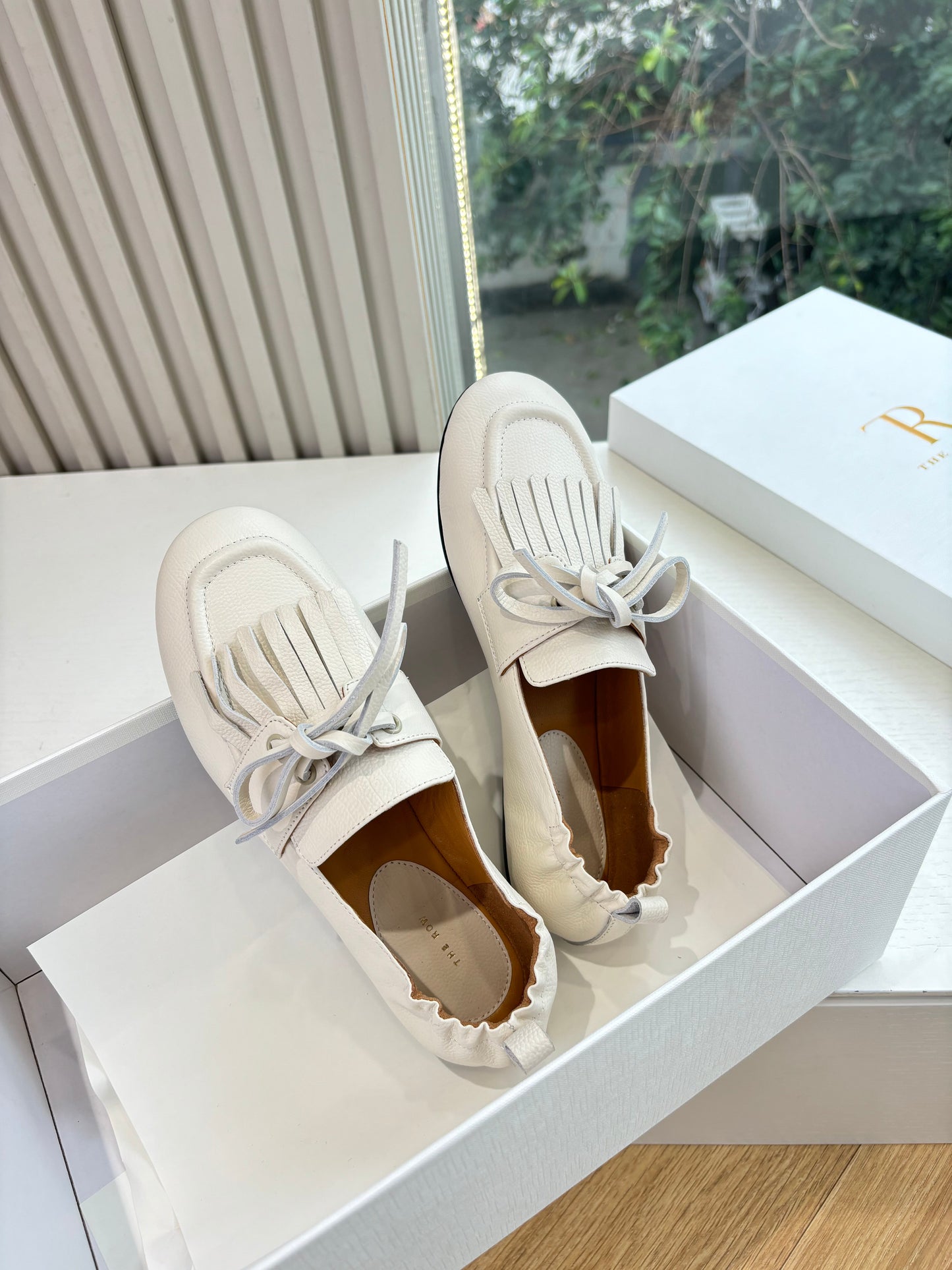 The Row 2025 Mary Jane Loafer White Cowhide 549359