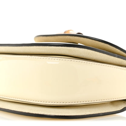 Patent Crystal Mini Bamboo 1947 Top Handle Chain Bag White