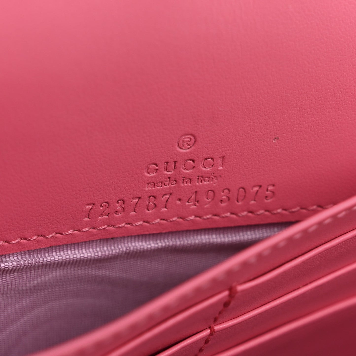 Calfskin GG Matelasse Chain Wallet Rhodamine Pink