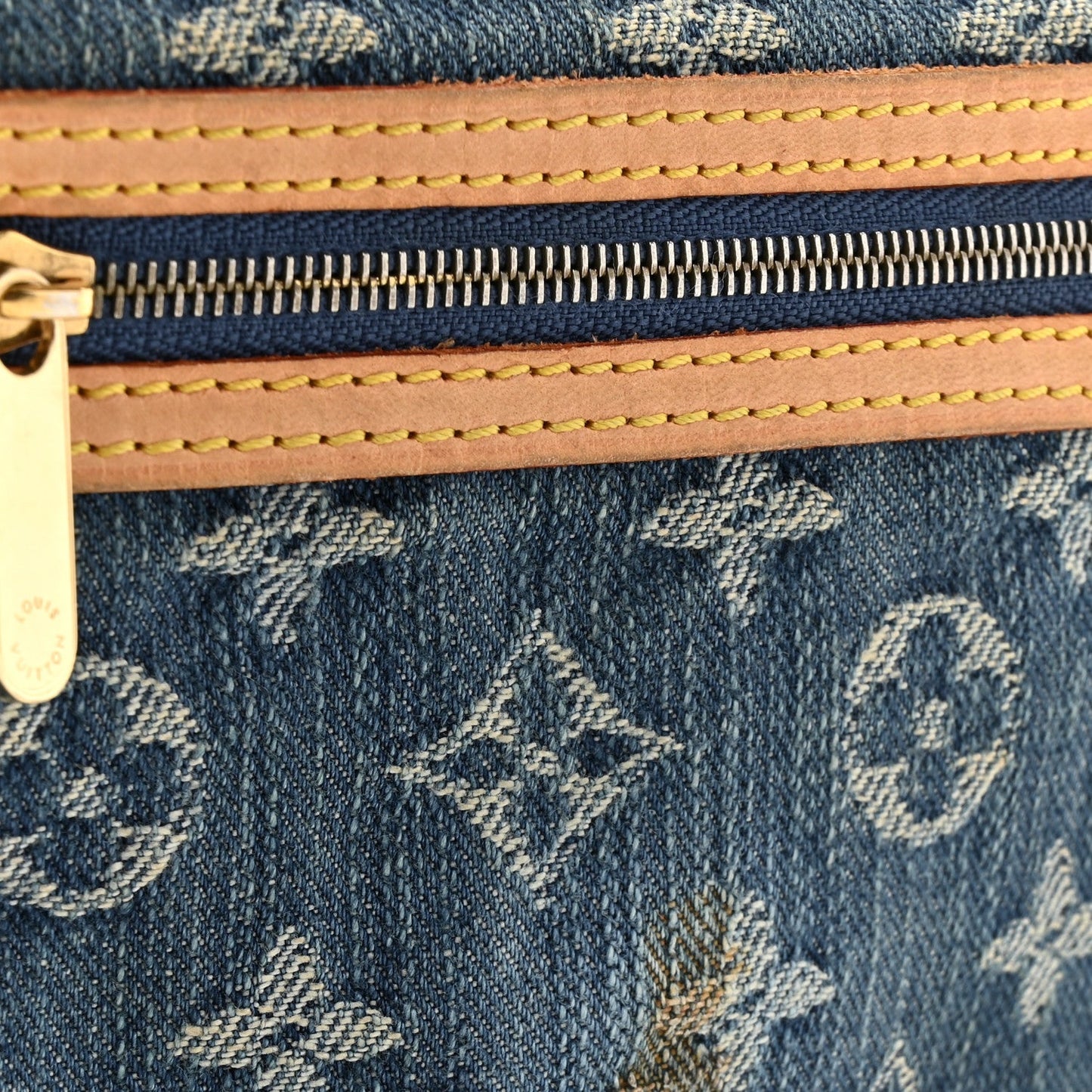 Monogram Denim Pochette Plat Clutch Blue