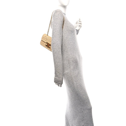Raffia Effect Claude Chain Shoulder Bag Natural