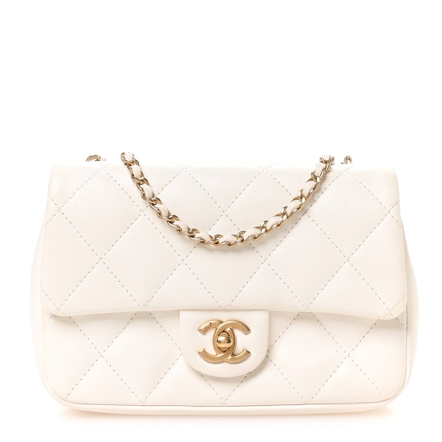Lambskin Quilted Mini Heart Charms Flap White