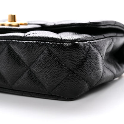 Caviar Quilted Mini Sweetheart Rectangular Flap Black