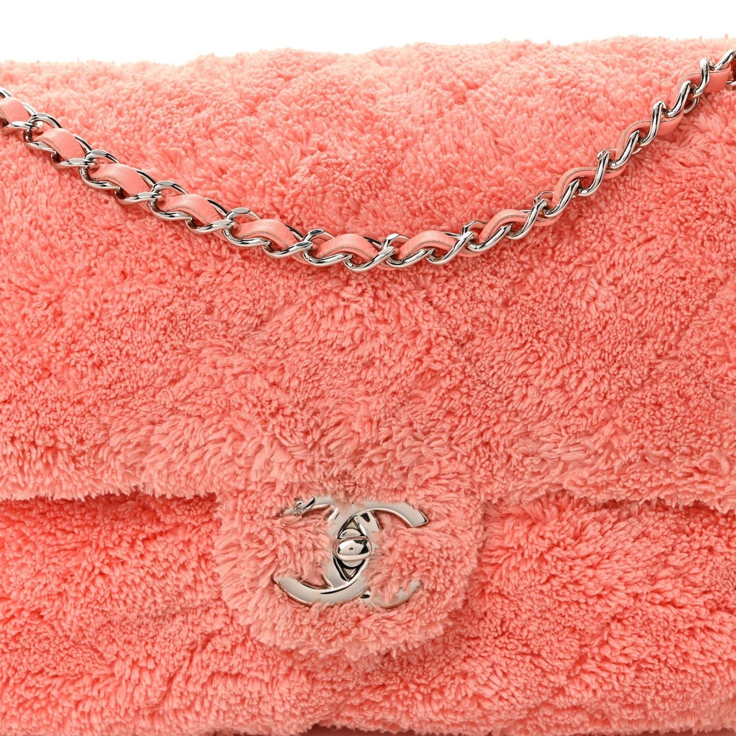 Lambskin Calfskin Mixed Fibers Quilted Medium Flap Orange