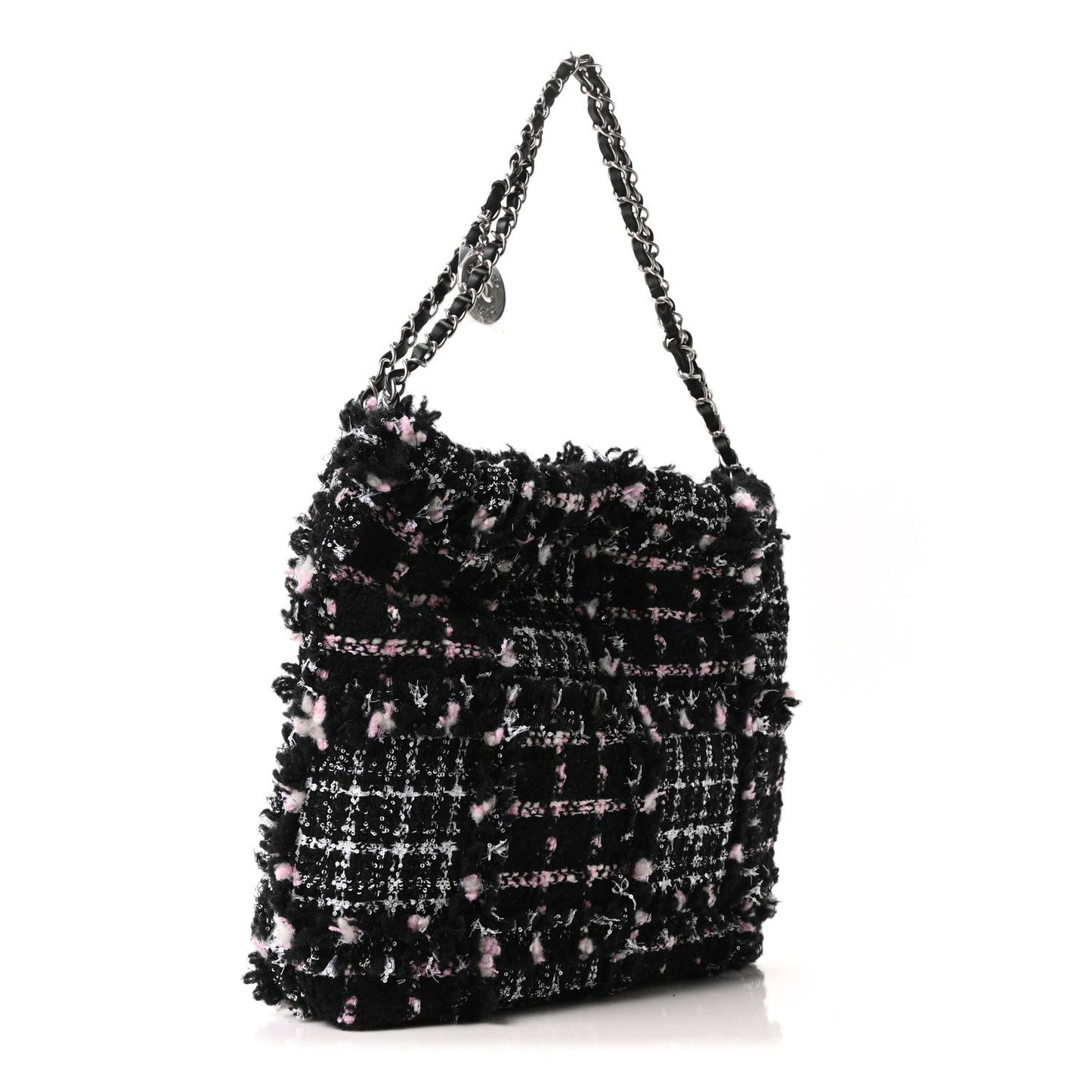 Tweed Patchwork Quilted Small Chanel 22 Black Pink White