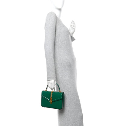 Mousse Top Patent Small Sylvie 1969 Top Handle Bag Emerald