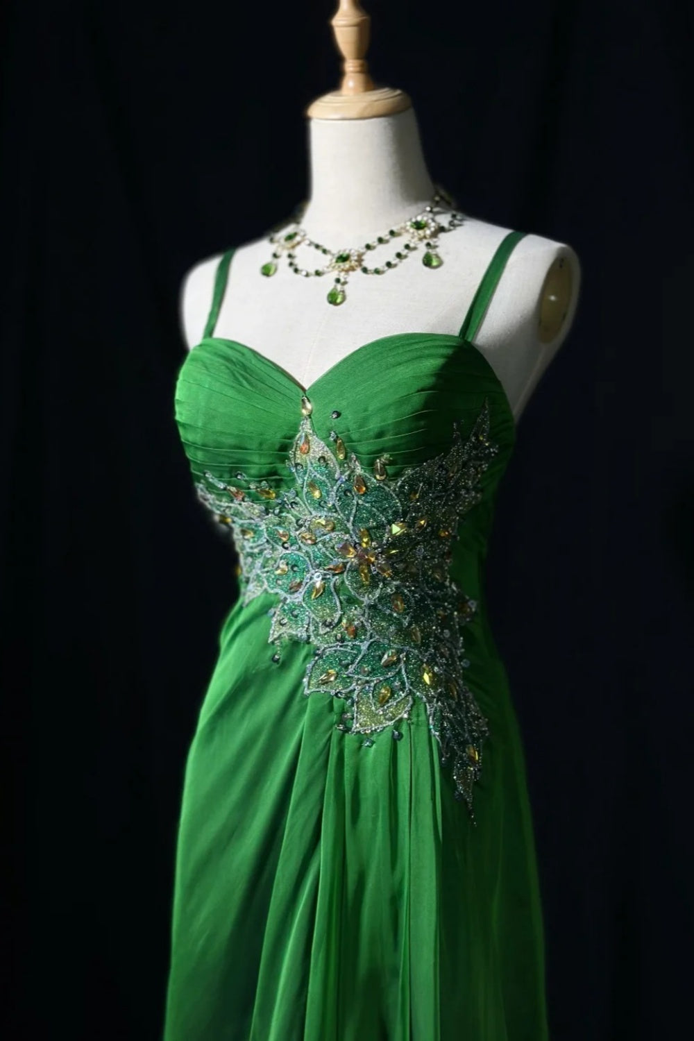 formaldressy-Fairy - Like Forest Green Crystal Floral Evening Dress gh5848