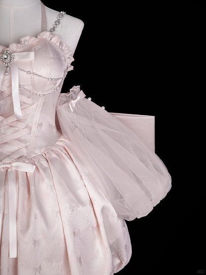 formaldressy-Pink sweetheart neckline fashion chiffon satin short homecoming dress birthday dress gh5343