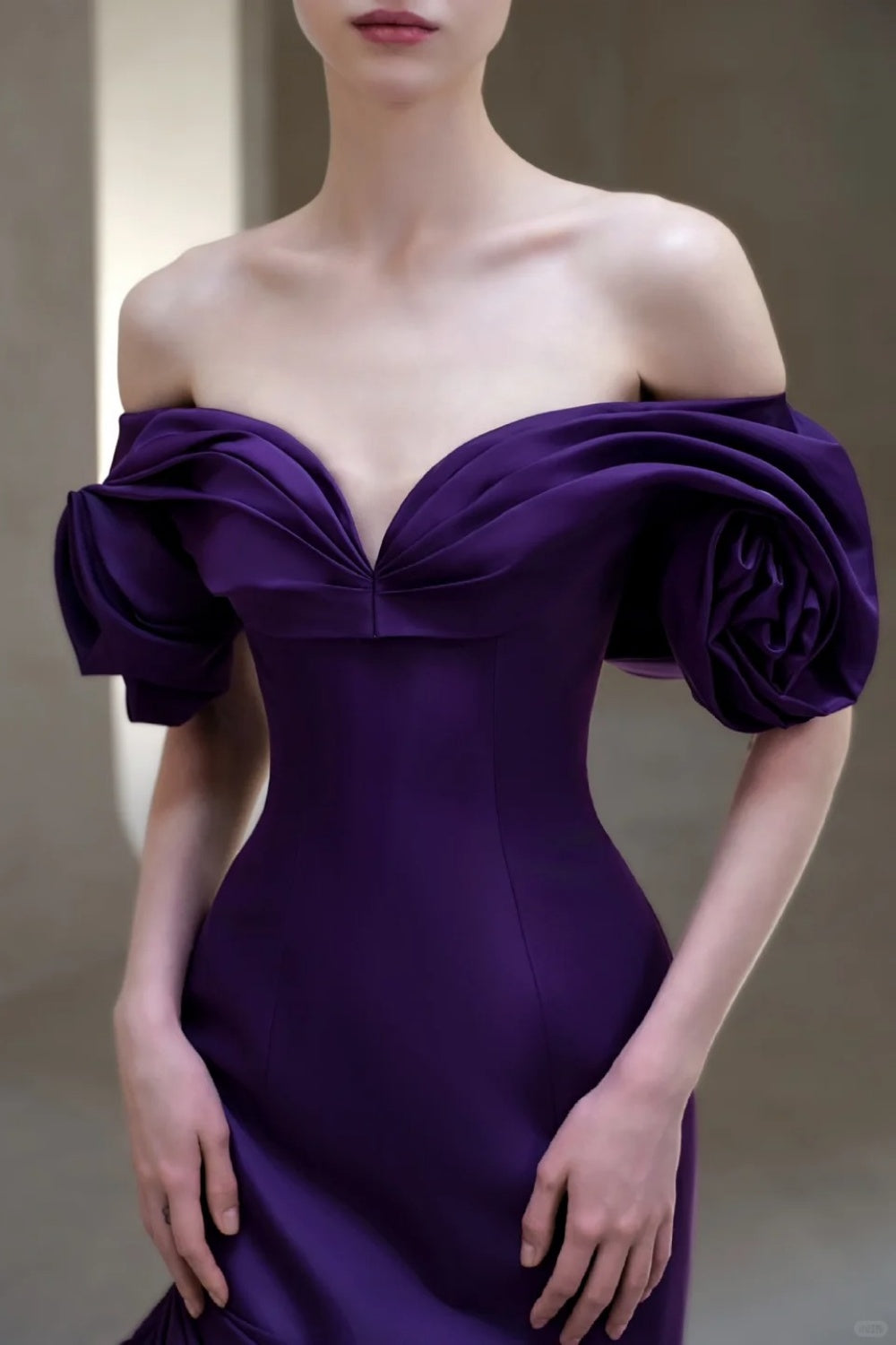 formaldressy-Purple Elegant Long Satin Train Prom Dress gh6236