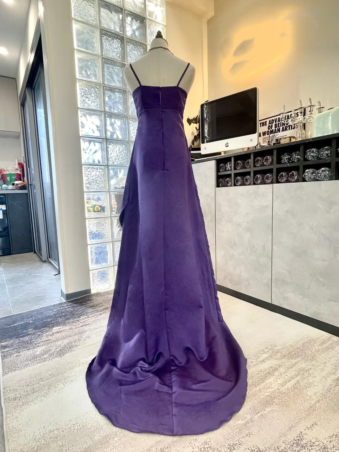 formaldressy-Purple exquisite beaded long satin prom dress gh5426