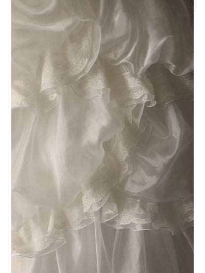 A Line Lace White Wedding Dress Sleeveless Long Princess Evening Dress   cg25935