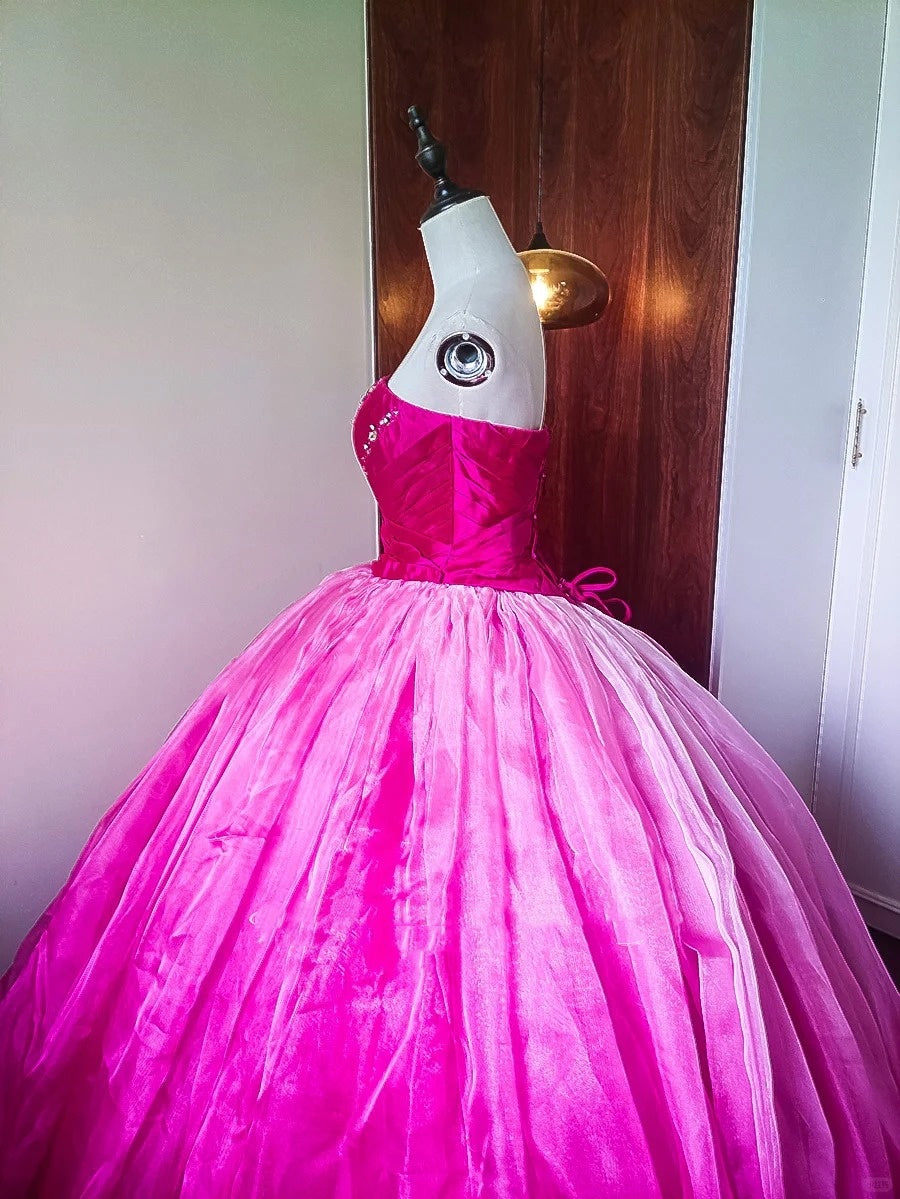 formaldressy-Pink Fashion Beaded Ombre Long Tulle Floor-Length Ball Gown gh5301