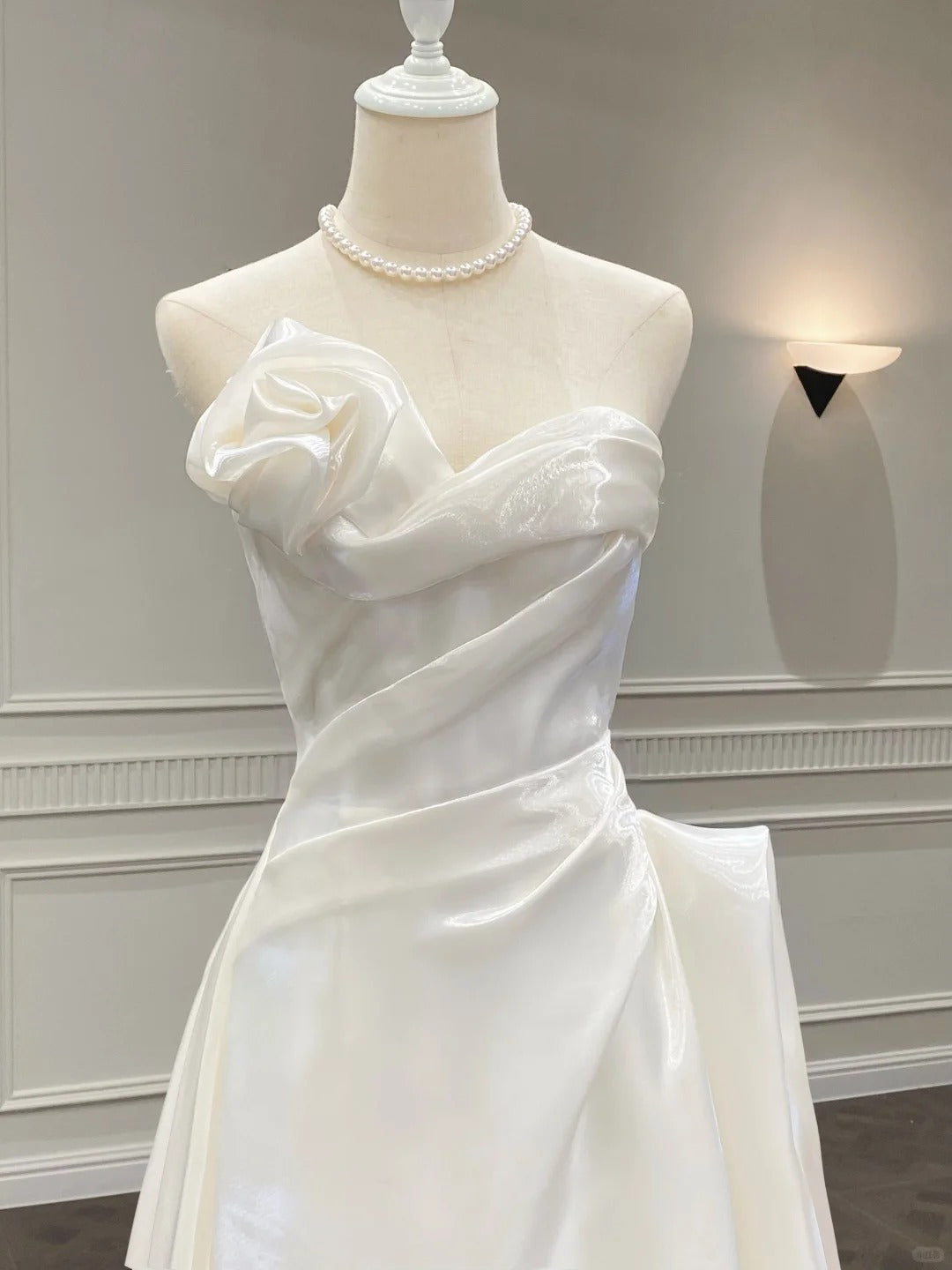 formaldressy--Satin wedding dress white tube top fairy long wedding dress prom dress gh5442