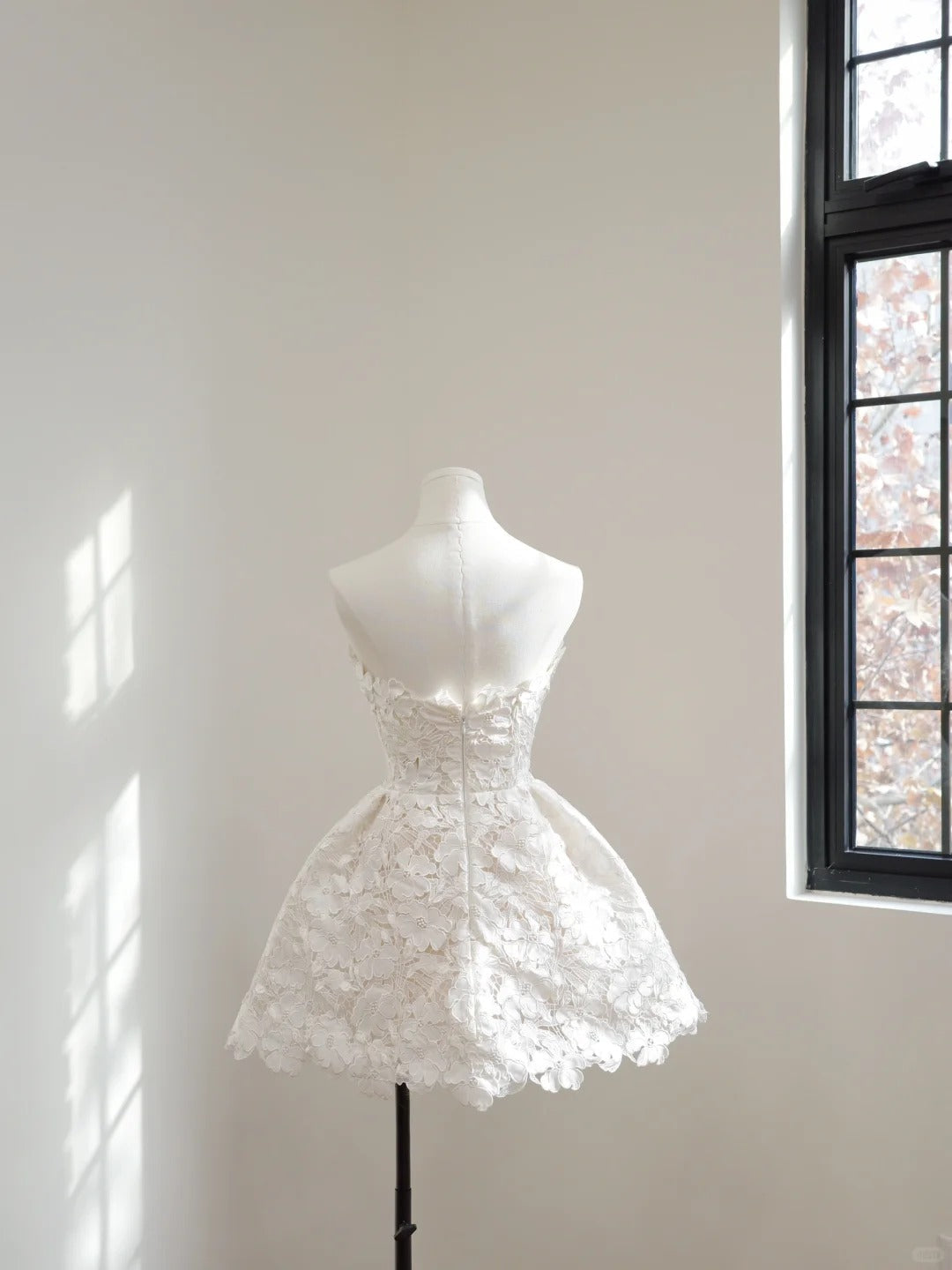 formaldressy-White Floral Lace Short Homecoming Dress Birthday Party Dress gh5068